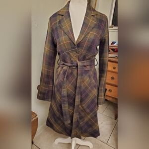 Plaid Belted Women's Coat